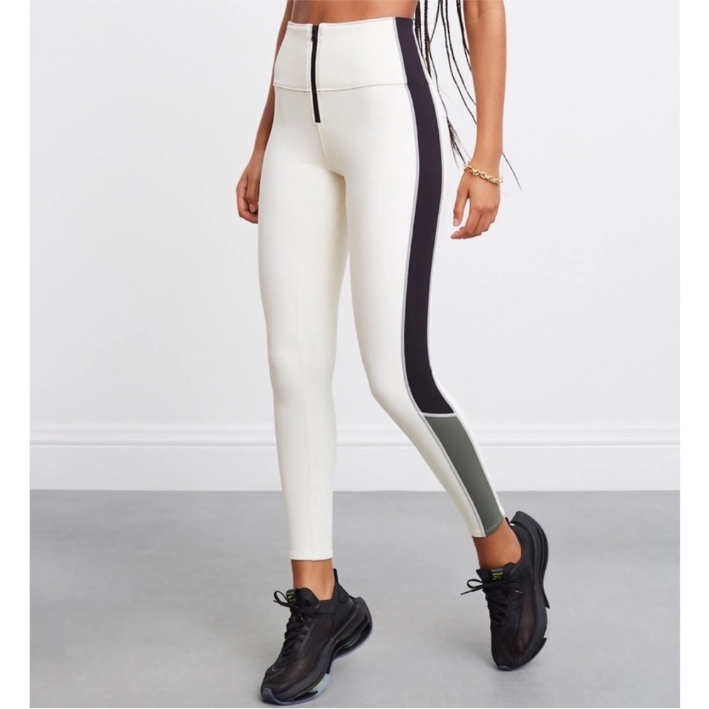 Bandier x Solid & Striped Soleil Zip Front High-Waisted Leggings, Cream